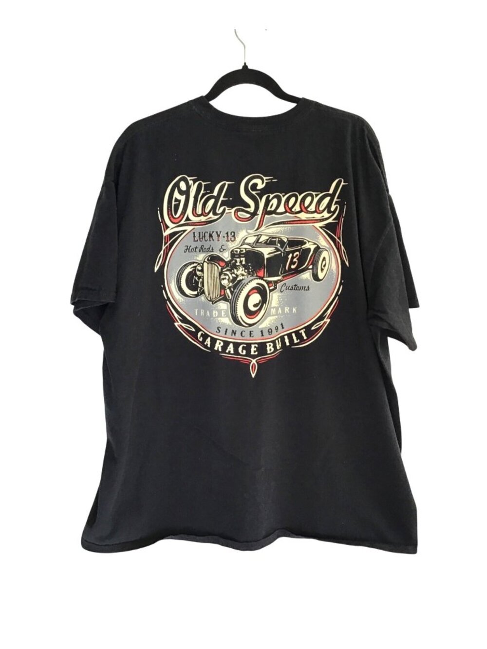 LUCKY THIRTEEN- MENS BLACK GRAPHIC SHORT SLEEVE COTTON T-SHIRT SIZE 2XL